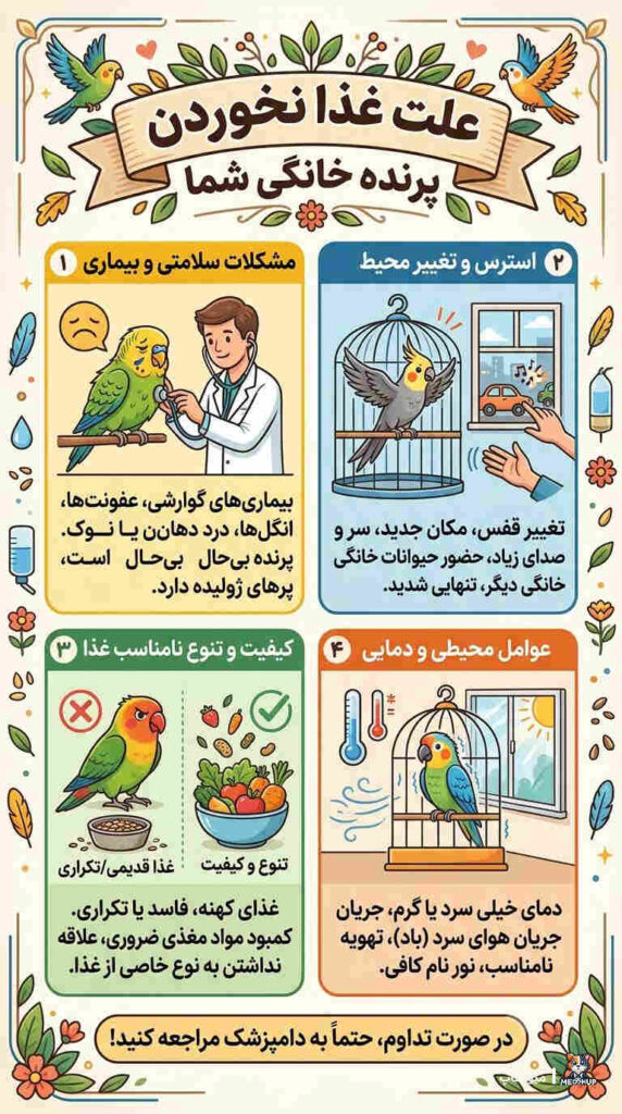 علت غذا نخوردن پرنده ها