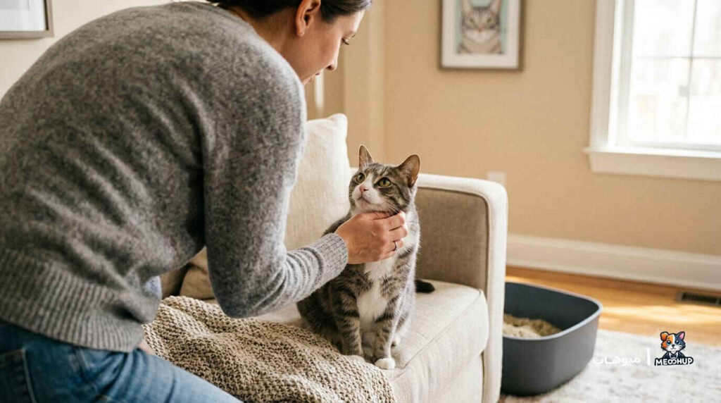 چرا گربه روی تخت یا مبل دستشویی میکند؟
