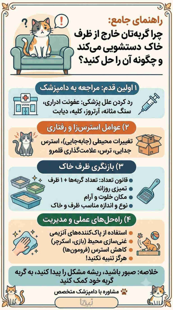 چرا گربه روی تخت یا مبل دستشویی میکند؟
