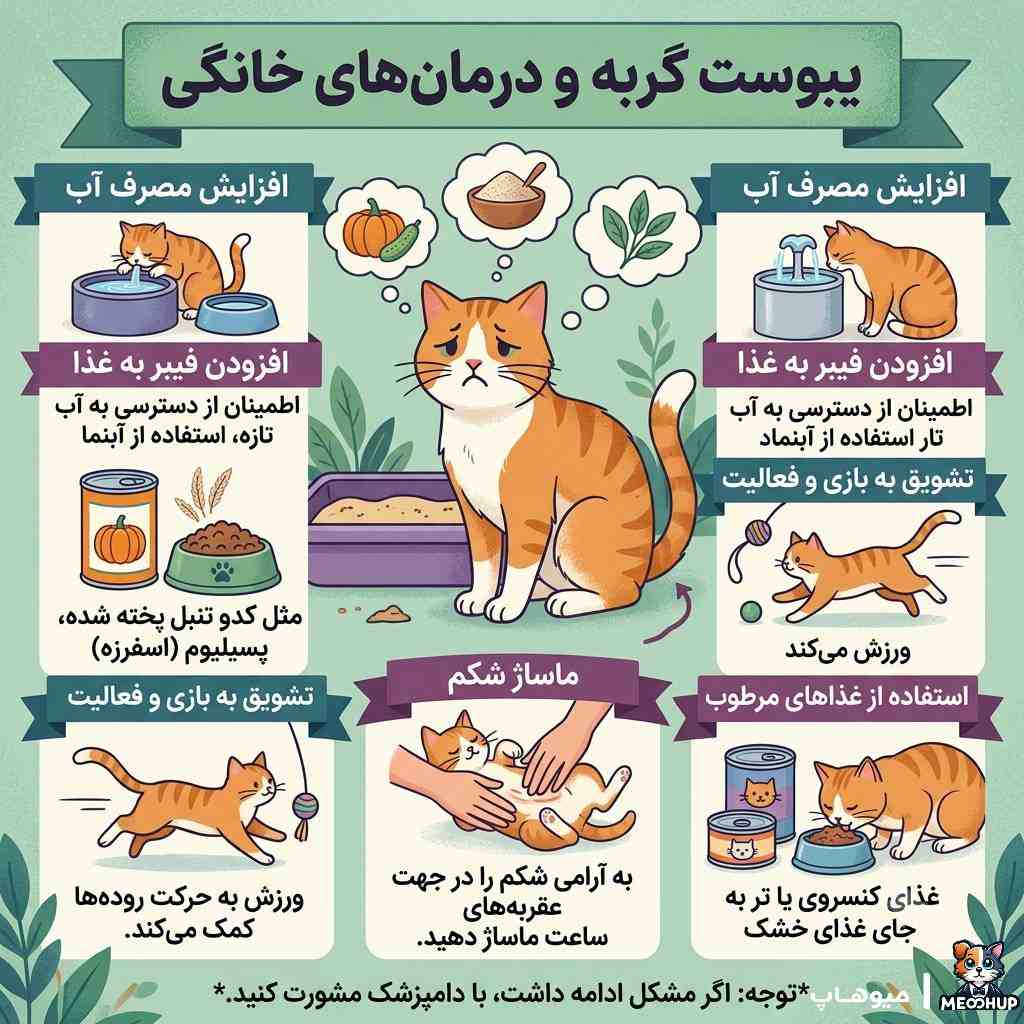 5- درمان خانگی یبوست گربه چیست؟
